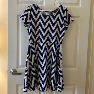 Blue and white A-line skater dress